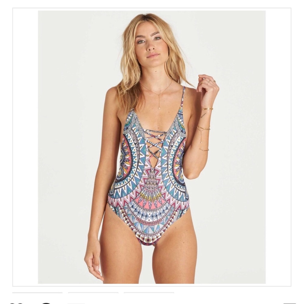Colorful patterned one piece bathing suit - Picture 5 of 5